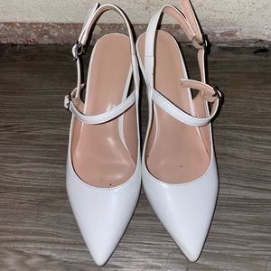 White Pointed Kitten Heels
